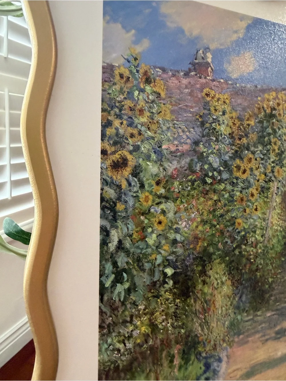 19x16”The Artist's Garden at Vétheuil by Claude Monet Print with golden frame